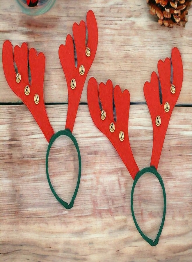 Sesonby Santa Claus headband birthday party favors costume Christmas Santa Headband Christmas Party Props CHRISTMAS HEADBAND Reindeer Red (Santa Set Of 2) - Image 1